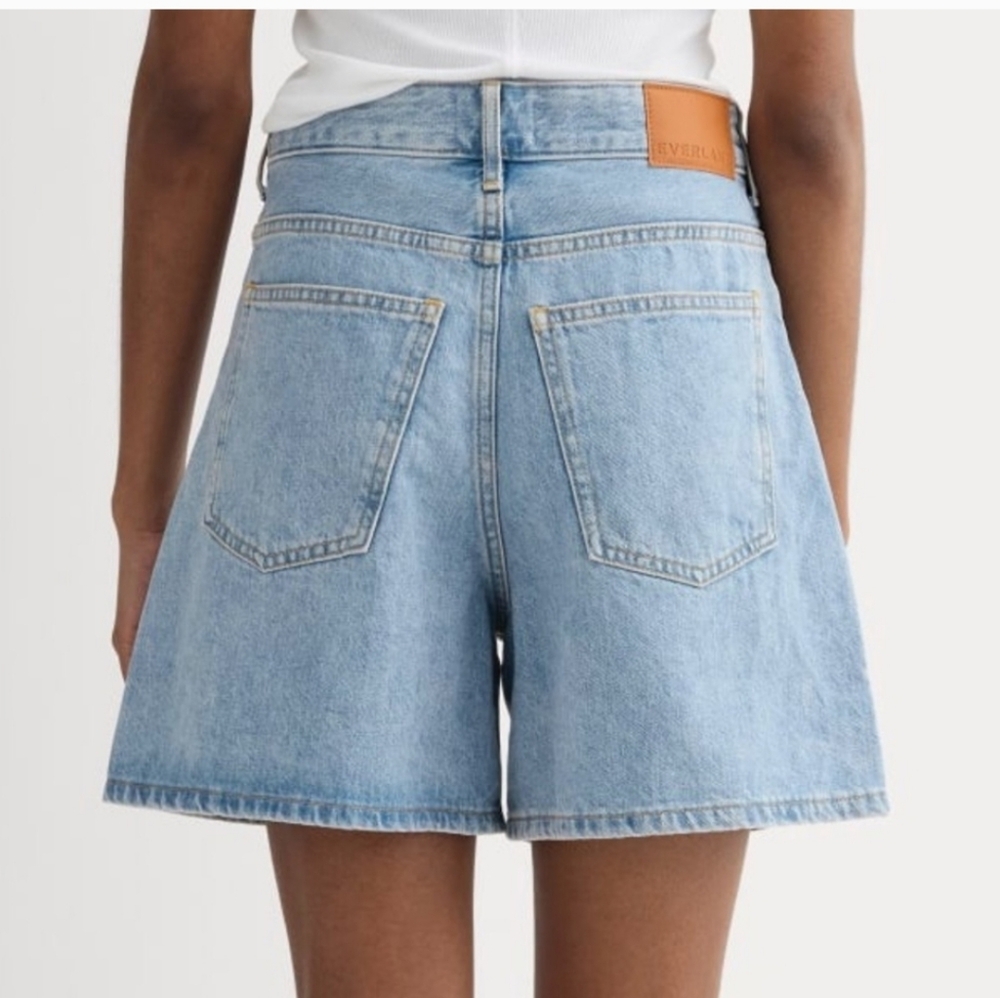 Everlane A Line Shorts Womens 27 Waist High Waisted Cotton Light Wash - Picture 2 of 10